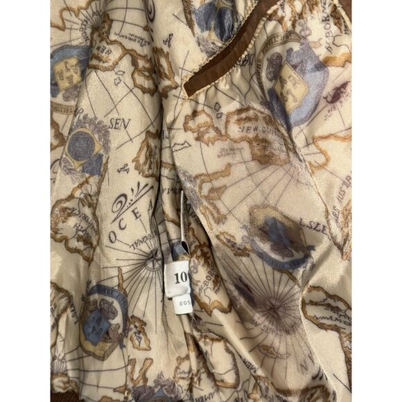 Vintage Global Identity G-III Leather Bomber Jacket Brown Flight Map Mens Large - Picture 8 of 16